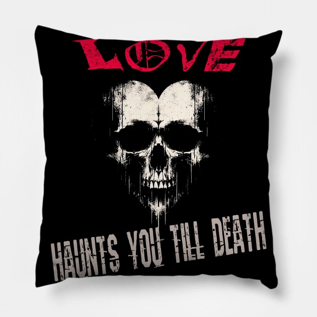 Hauntingly Sweet: A Creepy Grunge Skull Heart Pillow by MetalByte