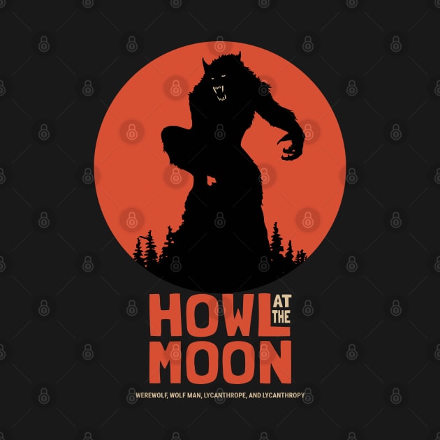 Vintage Werewolf Howling at the Moon by KewaleeTee