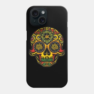 Fiesta of Flames: Red and Yellow Colorful Sugar Skull Art Phone Case