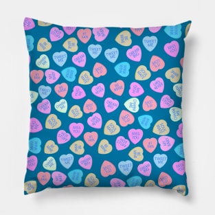 Blue Love Heart Candies Pillow