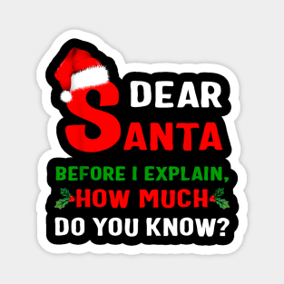 Funny Xmas Dear Santa Before I Explain How Much Do You Know Magnet