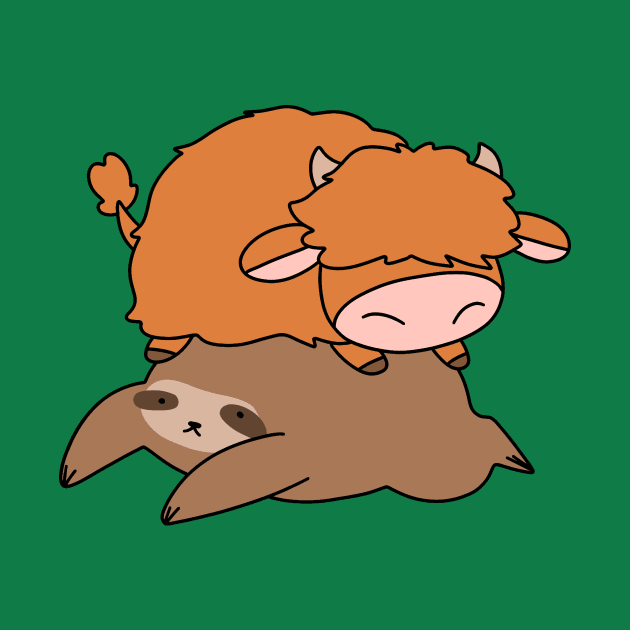 Sloth and Little Highland Cow by saradaboru