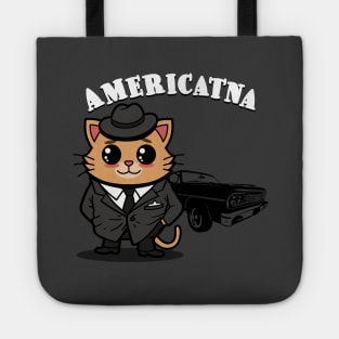 Americatna Cute Vintage Retro Classic Cars Americana Gangster Cat Tote