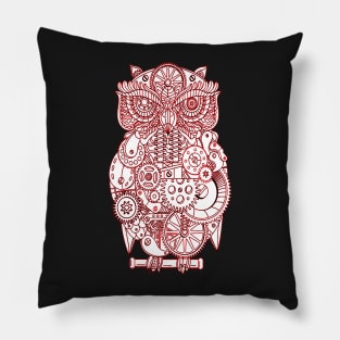Cool Red Steampunk Owl For Owl Lovers Pillow