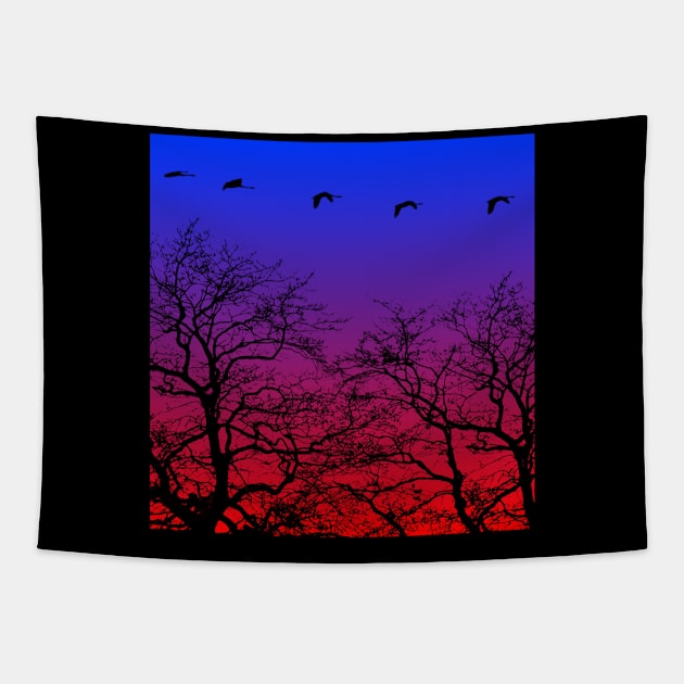 Goose Goose Sunset Goose Flying Winter Tapestry by Monstershirts