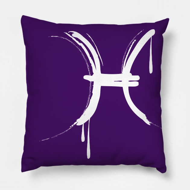 Pisces Zodiac Sign Pillow by Blind Man Studio