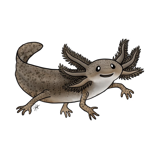 Amphibians - Axolotl - Wild Brown by Jen's Dogs Custom Gifts and Designs