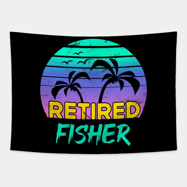 Retired Fisher Retirement Gift Retro Tapestry by qwertydesigns