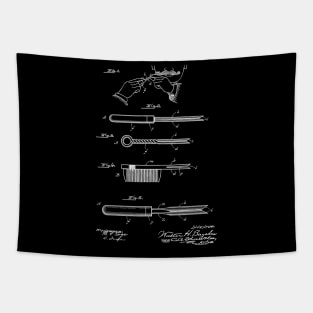 Curling Tongs Vintage Patent Hand Drawing Tapestry