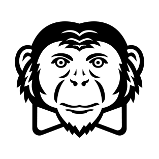 Noble Chimpanzee Chimp Monkey Primate or Ape Wearing Bow Tie Mascot Black and White T-Shirt