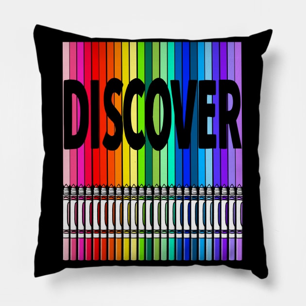 Discover with Markers in Rainbow Color Pillow by The Craft ACE