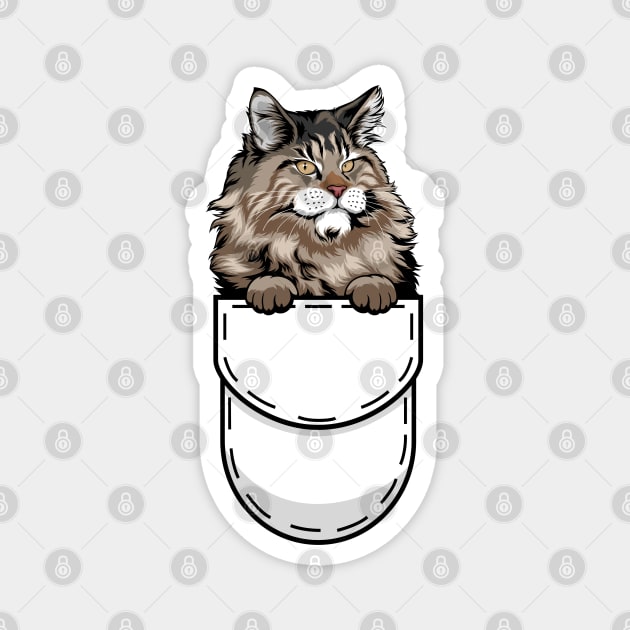 Funny Maine Coon Pocket Cat Magnet by Pet My Dog