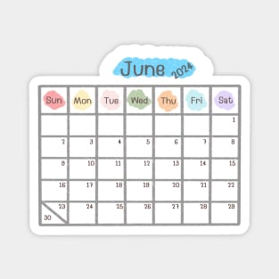 June 2024 Calendar Magnet