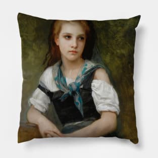 A Study For The Secret by William-Adolphe Bouguereau Pillow