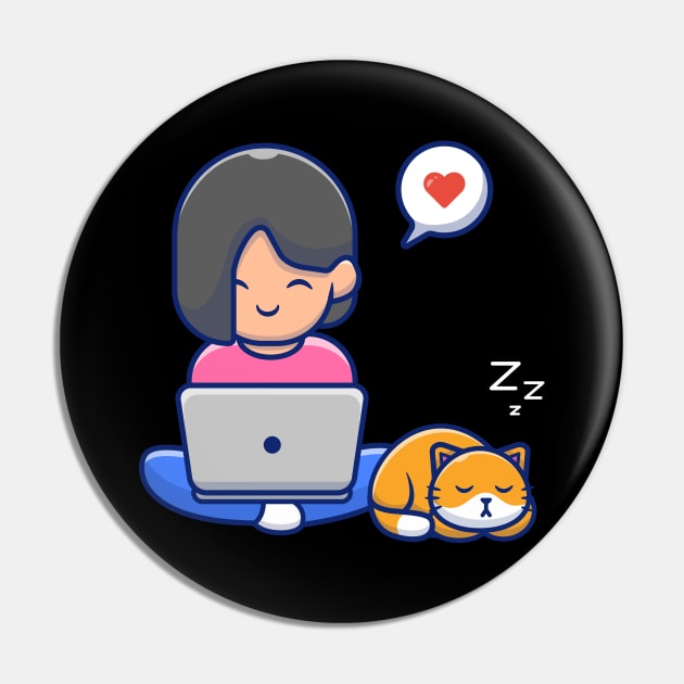 Cute girl operating laptop cartoon Pin by Catalyst Labs