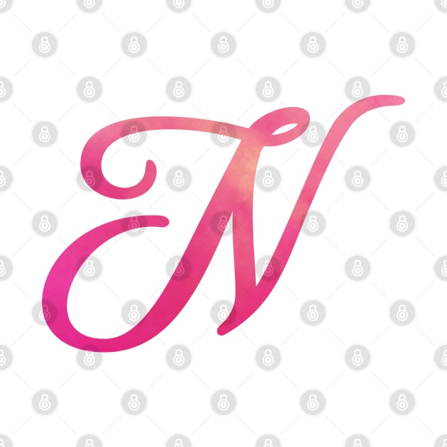 Letter N Monogram, Pink Color Personalized Design by Star58