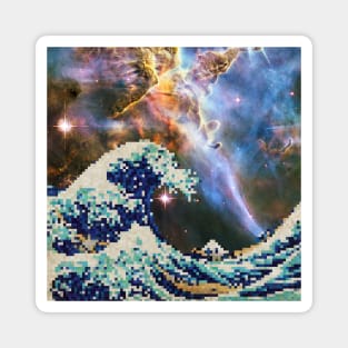 The Great Wave - Hokusai - Pixel Galaxy Magnet