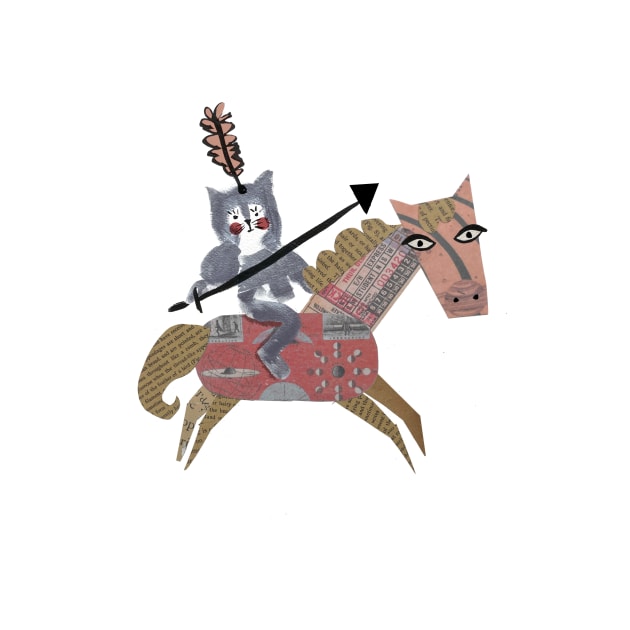 Knight Cat with horse by Marci Senders Illustration