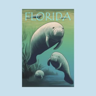 Vintage Travel Poster - Florida - Manatee T-Shirt