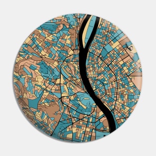 Budapest Map Pattern in Mid Century Pastel Pin