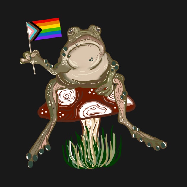 Pride Flag Frog on Mushroom Cottagecore by Richardsonh25