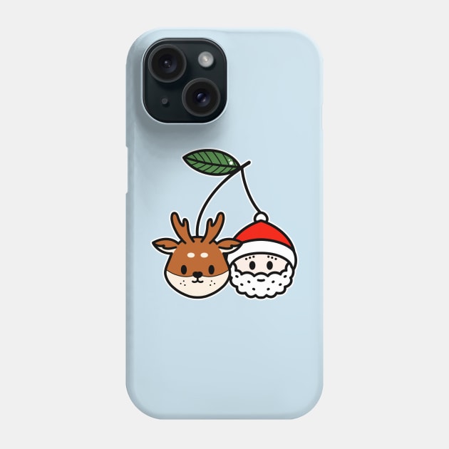 Santa and deer Phone Case by jjsealion