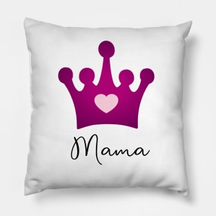 Mama Queen of Hearts with Purple Crown and Pink Heart Pillow