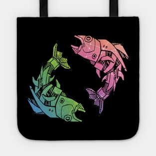 Zodiac sign Pisces Robot green pink Horoscope Tote