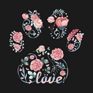 T Shirt dog paw ladies heart T-Shirt