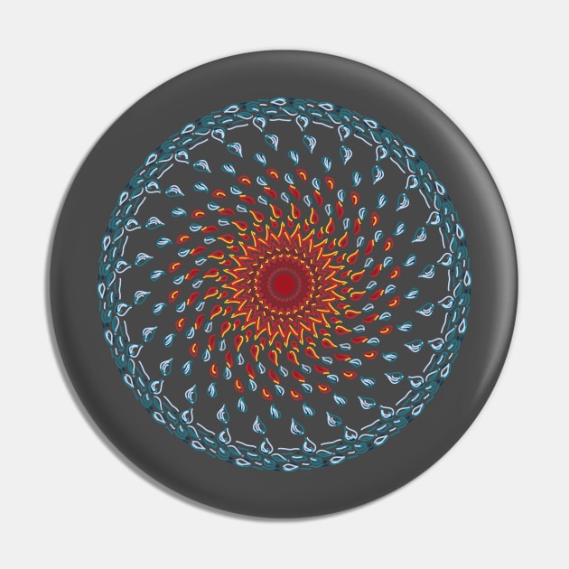 Water&Fire Mandala T-shirt Pin by With Own Style