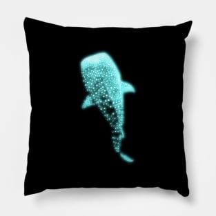 Glowing Blue Neon Whale Shark Optical illusion Pillow