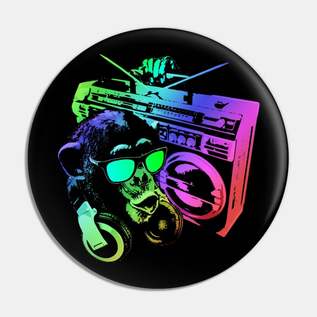 Neon Monkey Boombox Pin by Nerd_art