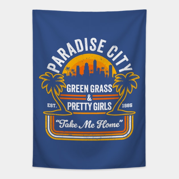 Paradise City - Green Grass & Pretty Girls - Funny 80's Classic Rock Tapestry by TwistedCharm