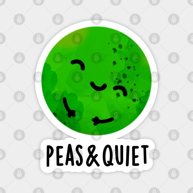 Peas And Quiet Cute Veggie Pea Pun Magnet by punnybone