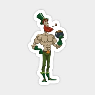 Sporty Leprechaun Gold Pot Magnet