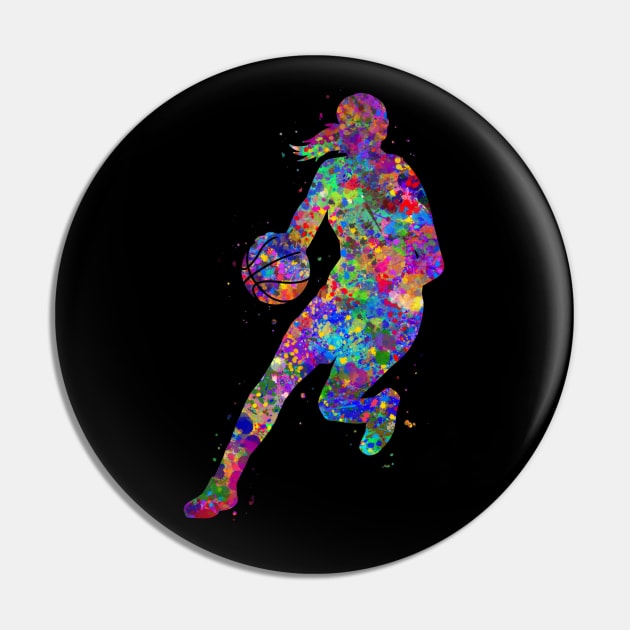 Basketball player girl watercolor Pin by Yahya Art