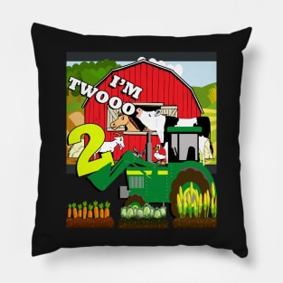 Kid's Birthday 2 Year Old Cute Farm Design Tractor Pillow