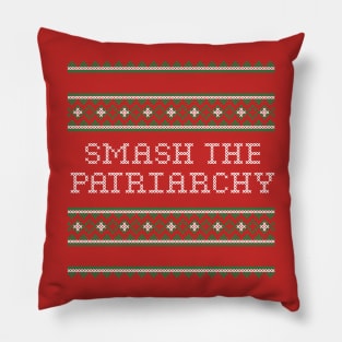 Smash The Patriarchy Christmas Sweater Cross Stitch Pillow