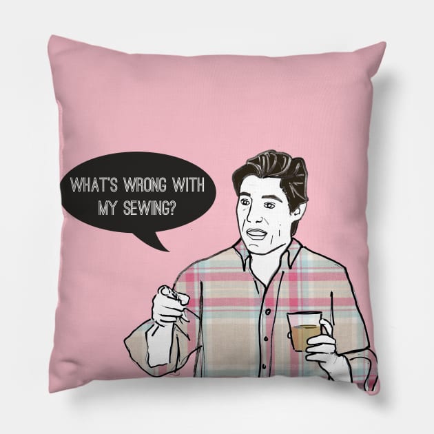 What’s Wrong With My Sewing? Pillow by Katsillustration