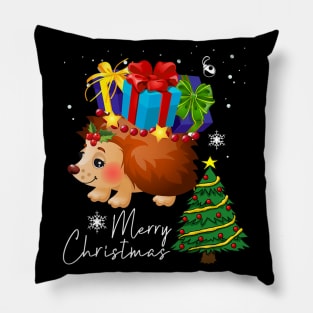 Funny Hedgehog Christmas Pillow