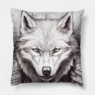 Wolf Animal Wild Nature Illustration Line Epic Illustration Line Art Pillow