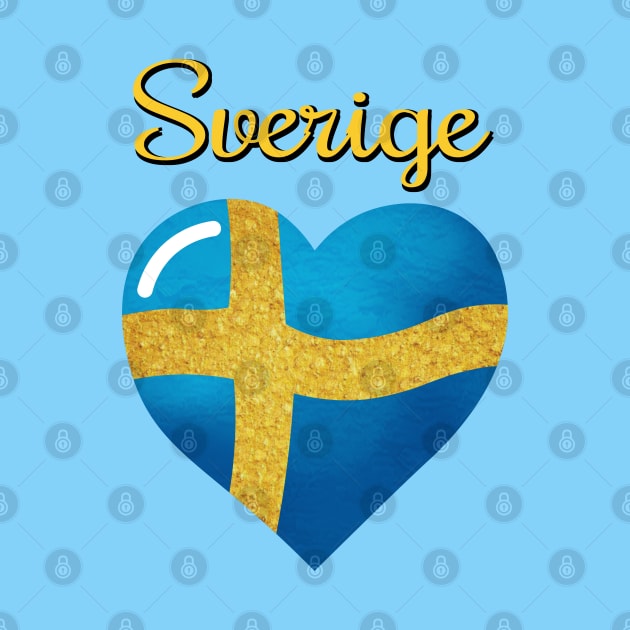 Sveriges flagga, the flag of sweden in a shape of heart by Purrfect