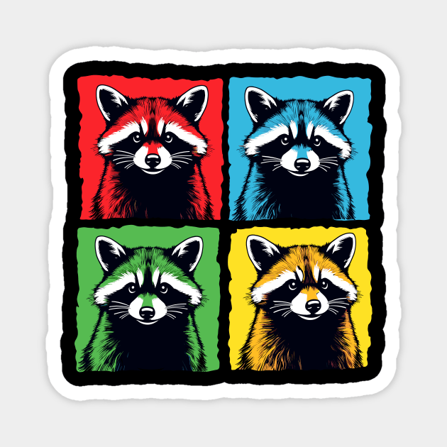 Pop Art Raccoon Colorful Retro Design Magnet by Designed By Marty