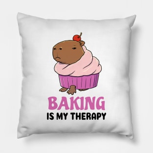 Baking is my therapy Capybara cupcake Pillow