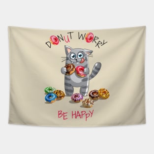 kitty donut worry Tapestry