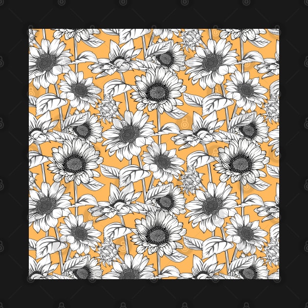 Sunflowers Line Art Pattern by Designoholic