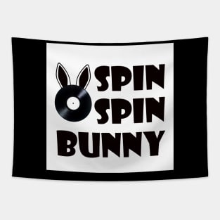 SpinSpinBunny Main Square Logo - Black and White Tapestry