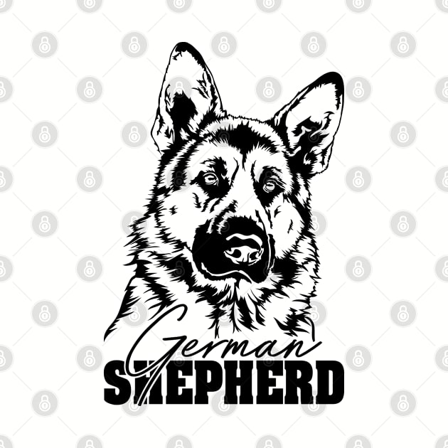 Proud K9 German Shepherd dog portrait by wilsigns