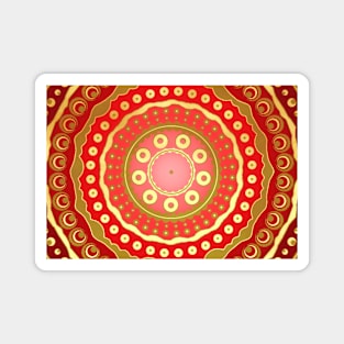 Mandala red gold dots Magnet