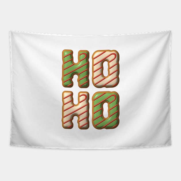 Hoho Christmas Cookies Lettering Tapestry by DreStudico